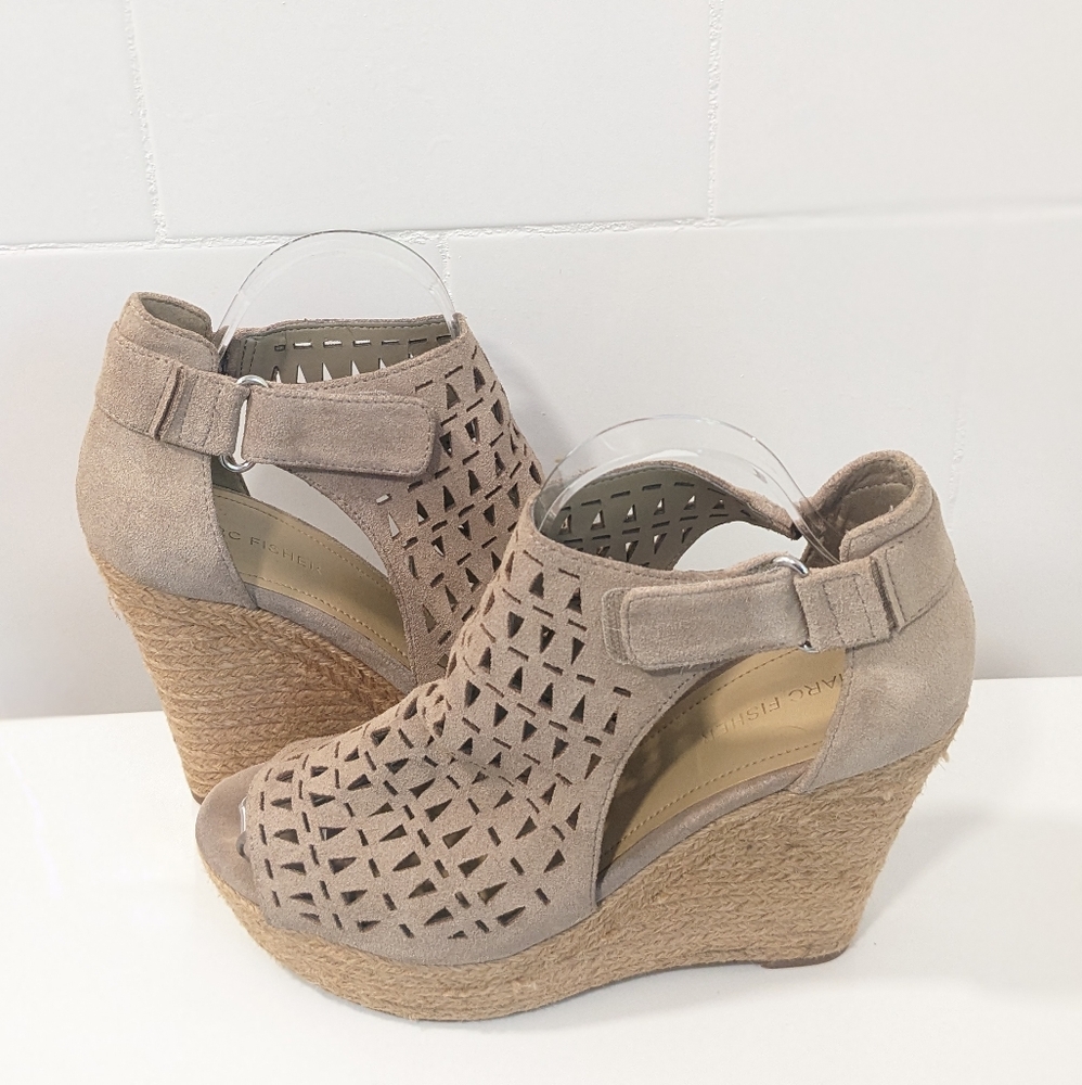 Marc Fisher Suede Wedge Helina Sandals